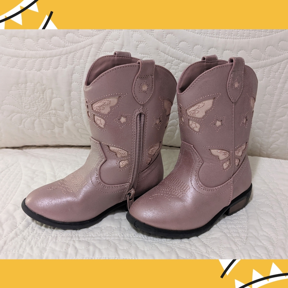 Cat and Jack Pink Toddler Western Boots Size 8